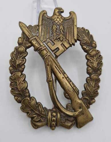 Infanterie Sturmabzeichen in Bronze, Otto Schickle unmarked tombak