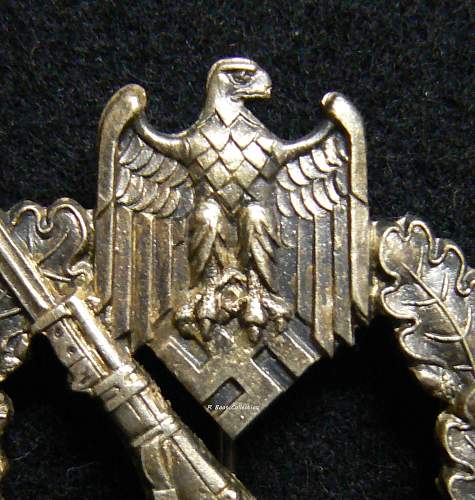 Infanterie Sturmabzeichen in Silber, Slim Stalk, Attributed to C.E. Juncker