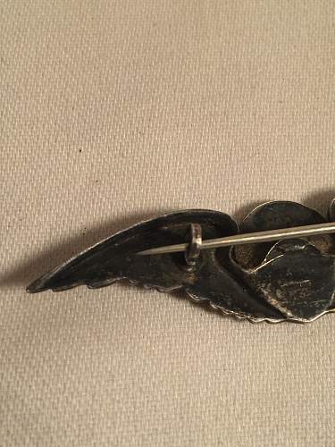 WWII or WWI sterling sliver Aviator Pilot AAF wings Pin ?  Unique BRITISH ? US ?