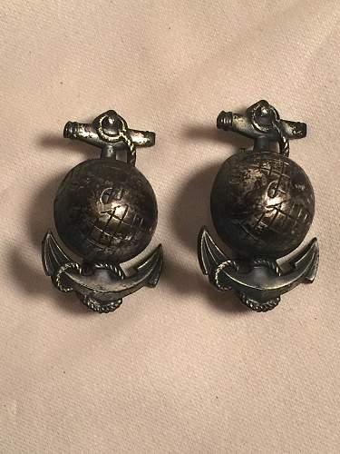 WWI or WWII USMC Marines ? device pin ANCHOR GLOBE Unique.