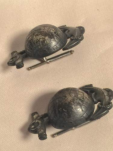 WWI or WWII USMC Marines ? device pin ANCHOR GLOBE Unique.