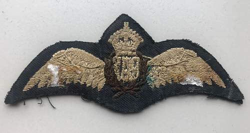 I would value your opinions on my new RAF Wing cloth Insignia