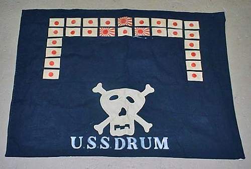 Ww2 usn naval uss drum submarine kill flag
