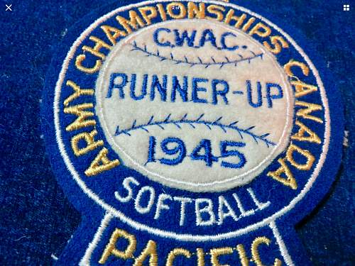 Canadian women’s army corps crest for softball 1945