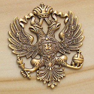 What kind of regimental British badge with a double-headed Russian eagle?