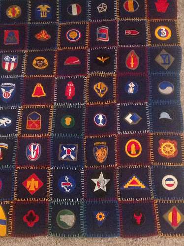 WW2 Quilt found - mostly if not all USunits, but I need help identifying