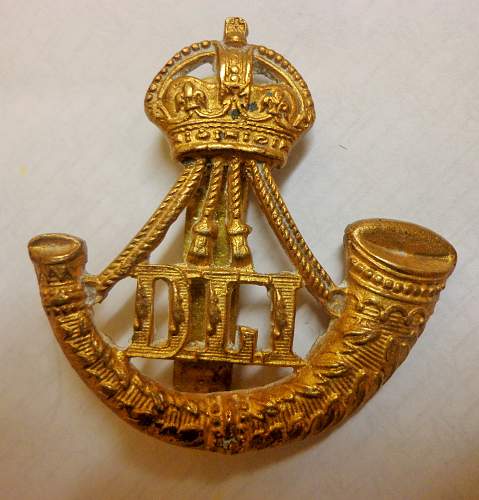 Unusual Reverse Horn Durham Light Infantry Cap Badge