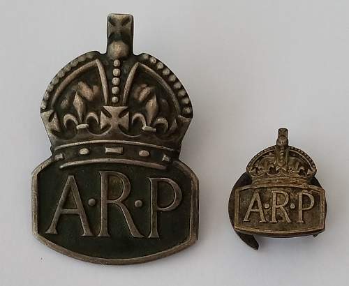 Air Raid Precautions membership badges