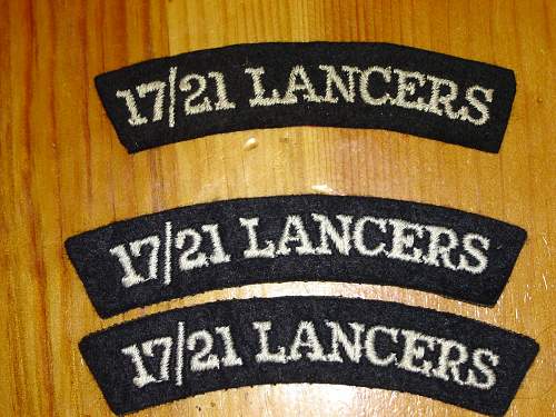 17th/21st Lancers cloth shoulder titles