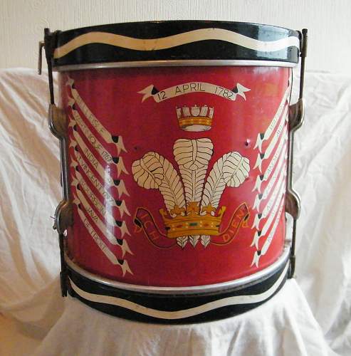 A regimental side drum for the Welch Regiment, 1953-69.