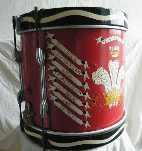 A regimental side drum for the Welch Regiment, 1953-69.