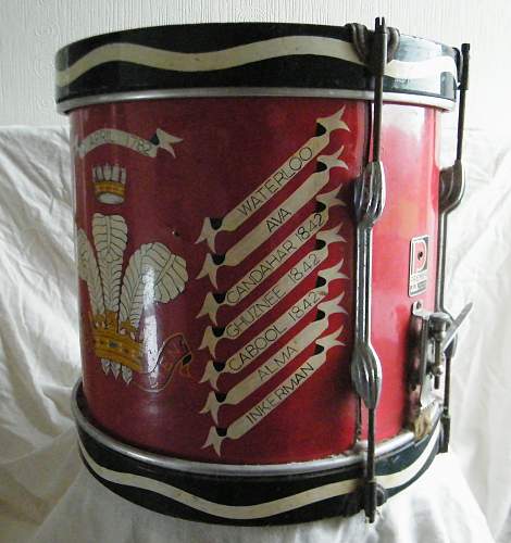 A regimental side drum for the Welch Regiment, 1953-69.