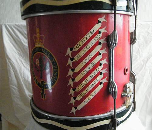 A regimental side drum for the Welch Regiment, 1953-69.