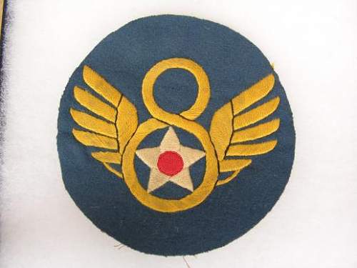 USAF mighty Eighth painted leather flight jacket badge for review please!