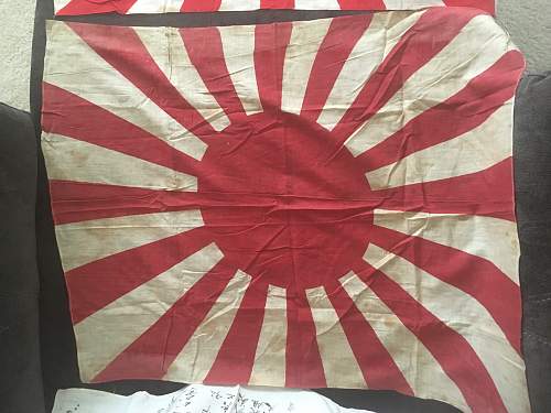 Vet Broughtback Hinomaru Yosegaki and Japanese Battle Flags