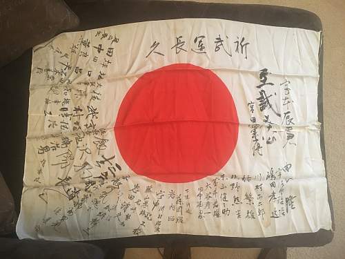 Vet Broughtback Hinomaru Yosegaki and Japanese Battle Flags
