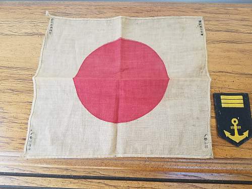 Newly acquired small Japanese Flag and Naval Sleeve Badge