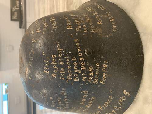 Japanese Civil Defense Helmet with USN Vet Diary painting on the shell