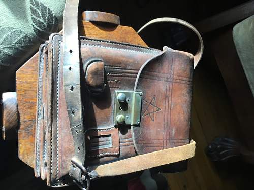 Custom leather officers map case satchel with shoulder strap