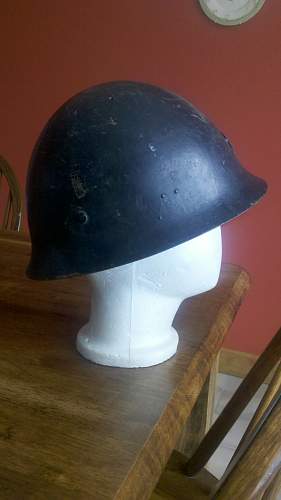 Japanese helmet, complete and period painted flat black