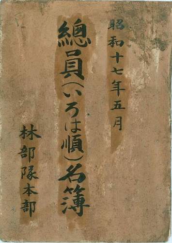 Japanese helmet, machine gun damage, japanese text inside cloth cover, translation?