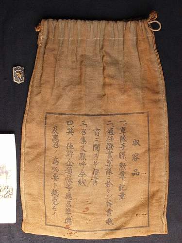 WW2 IJN Japanese Personal Effects Bag &amp; Contents