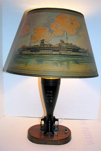 JAPANESE 81mm Mortar Lamp w. handpainted Ships Shade