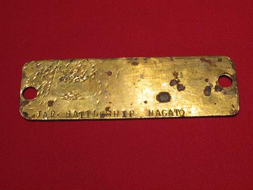 WW2 Japanese battleship Nagato, Japanese brass tag translation help please