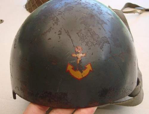 Mystery solved! Heavy two piece shipboard helmet in period newsreel footage