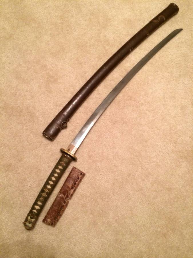Japanese sword tassels Imperial Japanese gunto mounted katana. 