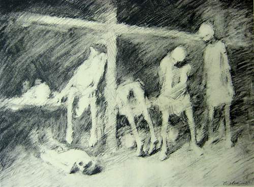 24 drawings from the concentration camps in Germany by Jerzy Zielezi&#324;ski