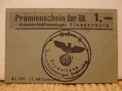 Pramienschein uber RM.-.50, Konzentrationslager Auschwitz