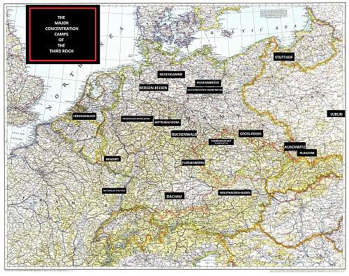 Map Of The Major Concentration Camps