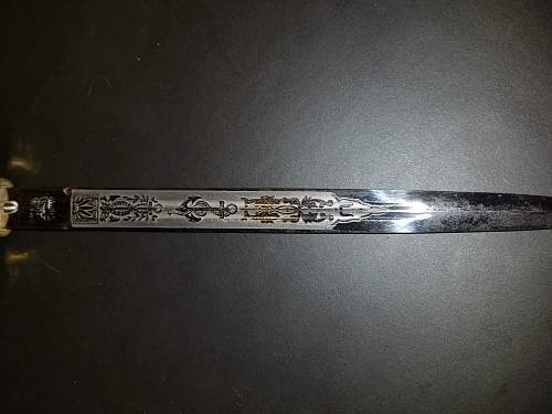 Kriegsmarine 1st model Eickhorn etched dagger with M38 pommel and hammered scabbard
