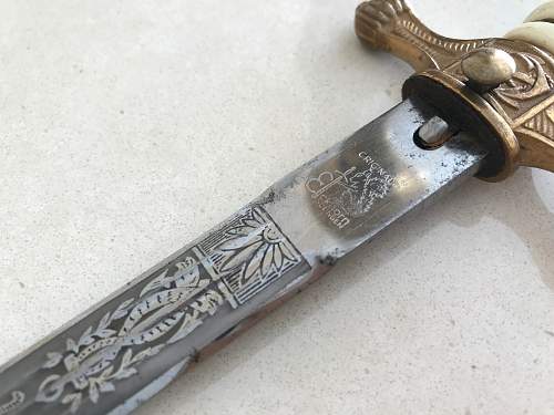 Kriegsmarine 2nd model Eickhorn etched dagger parts dagger- Need Authentication