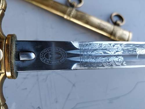 Kriegsmarine 1st model police Plümacher Sohn etched dagger - Authentication Needed