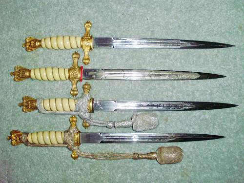 Group of four Kriegsmarine 2nd model daggers in my collection - Real or Unreal ?