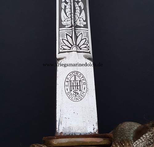Kriegsmarine 2nd model Hörster etched dagger with portepee