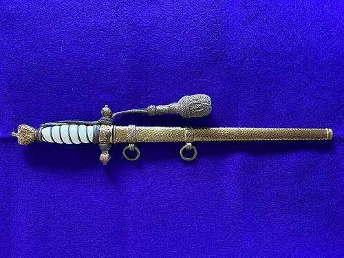 Kriegsmarine 2nd model Höller etched dagger with portepee hammered scabbard