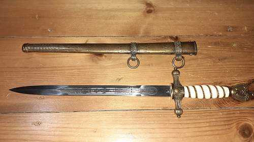 Kriegsmarine dagger - &quot;E. Bonsmann Solingen&quot; maker marked - reproduction.