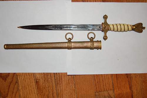 Kreigsmarine 2nd model WKC etched dagger with hammered scabbard