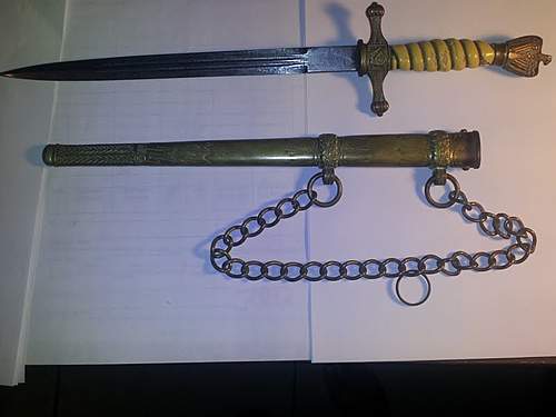 &quot;Real or Fake&quot; Kriegsmarine 2nd model Alcoso etched dagger with chained hanger - Authentication needed