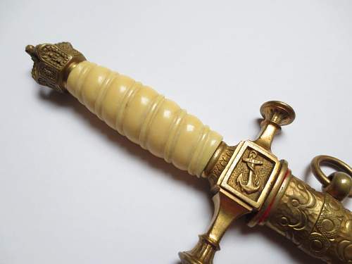 Imperial Kreigsmarine unmarked etched dagger with ivory grip and deluxe scabbard in mint condition