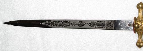 Kriegsmarine 2nd model WKC etched dagger with orange grip and hammered scabbard
