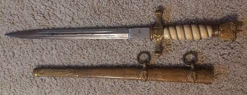 Kreigsmarine 1st model Alcoso etched dagger with WKC pommel