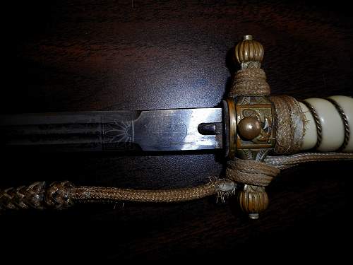 Kriegsmarine 2nd model Paul Weyersberg etched dagger with portepee