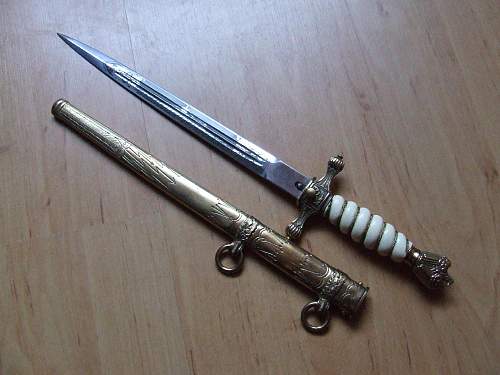 Kriegsmarine 2nd model Paul Weyersberg reproduction dagger with u boat etching - Need Help