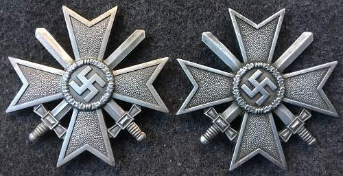 Kriegsverdienstkreuz 1.Klasse mit Schwertern K&amp;O ”second type made of zinc”.