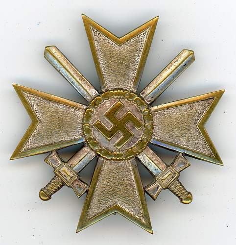 Kriegsverdienstkreuz 1. Klasse mit Schwertern, double marked L/15 Otto Schickle