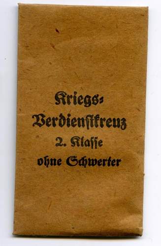 Kriegsverdienstkreuz 2. Klasse ohne Schwerter envelope